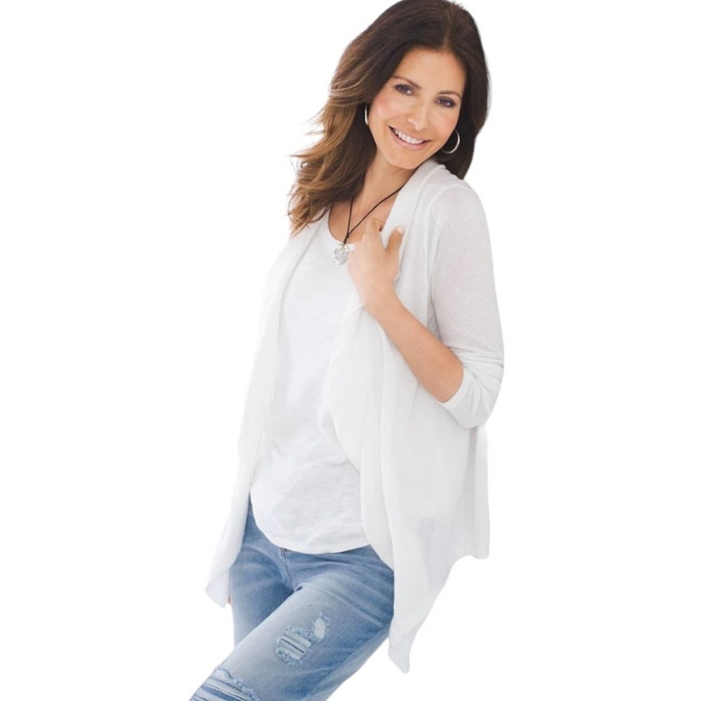 Chico’s Waterfall Open Front Ruffle Cardigan